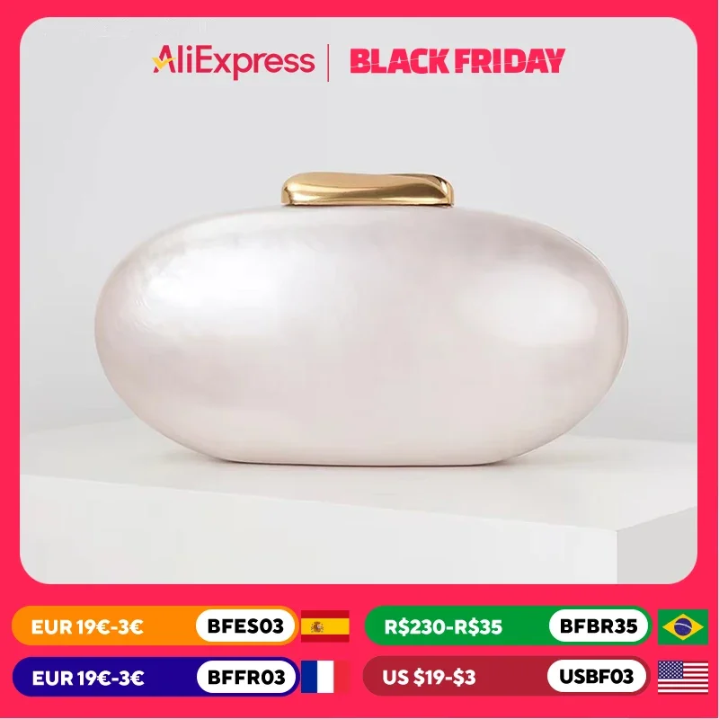 Alizekerr Oval Shaped Acrylic Evening Handbags For Wedding Party Women Boutique Elegant Clutch Purses Ladies Chain Shoulder Bags