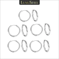 LUXUSTEEL 10Pcs/Lot Wholesale Price Stainless Steel Hoop Earrings For Women Men DIY Ear Making Findings Jewelry Thick 2.5mm