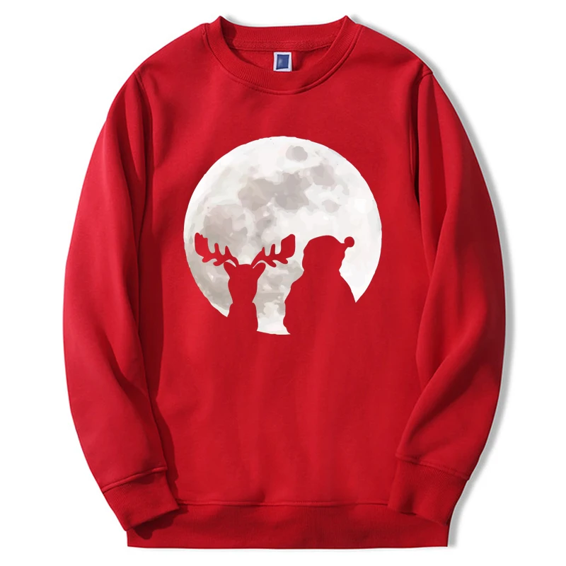 

New Hoodies Christmas Moon Santa Claus Reindeer Long Sleeve Hip Hop Streetwear Sportswear Casual Hoodie Unisex Sweatshirts