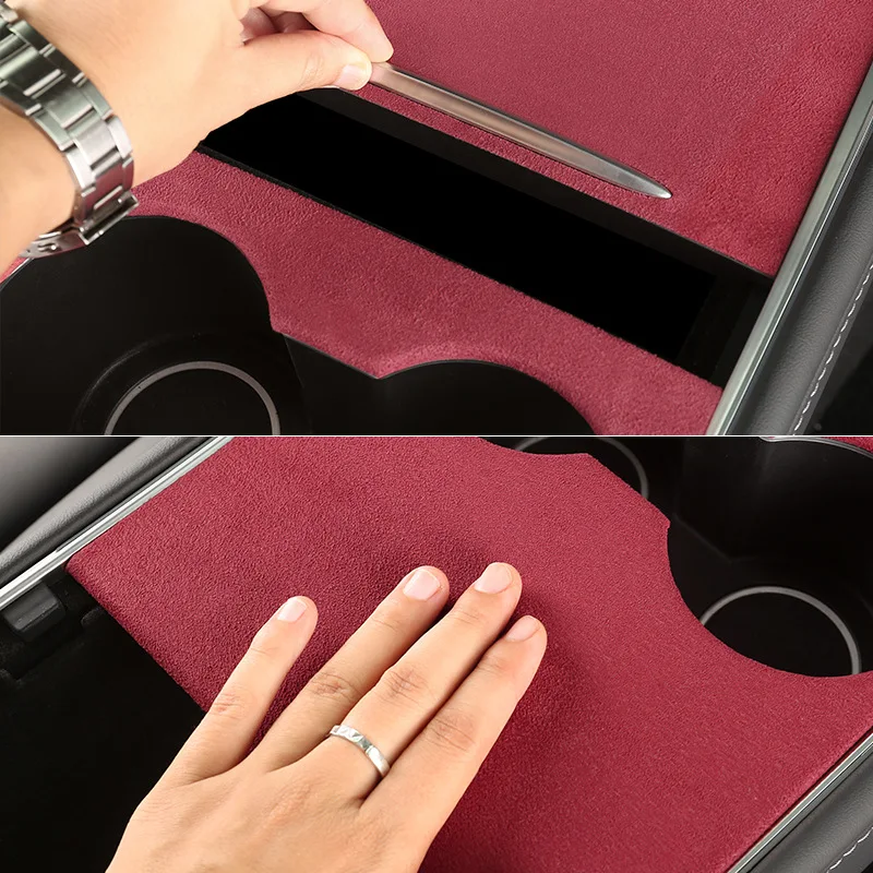 For Tesla Model 3/Y Interior Fur Dashboard Door Protection Trim Modification Fleece Material Center Panel Armrest Box Cover