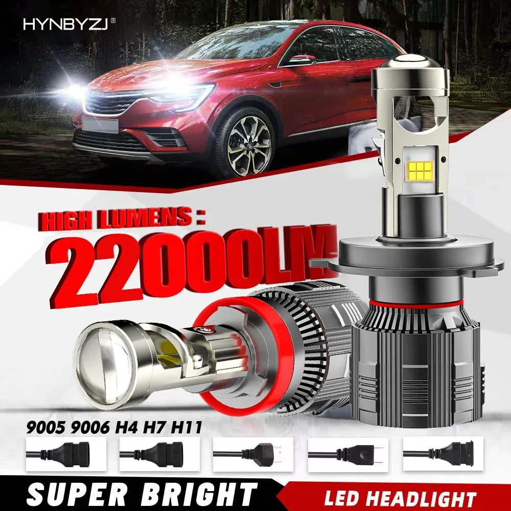 

HYNBYZJ 200W H4 Bi Led Projector Mini LED Projector Lens Car Headlight Bulbs Led Canbus H7 9005 9006 HB3 HB4 H11 Fog Lights 12V