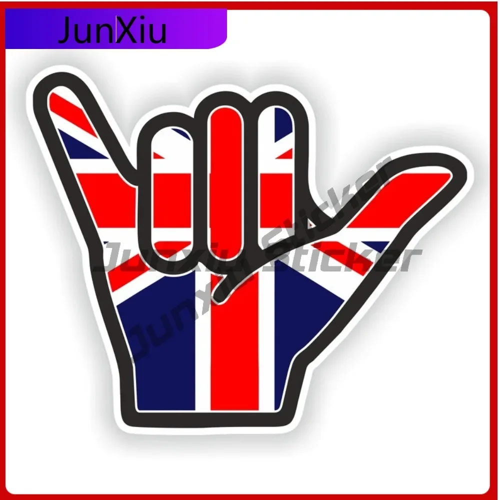 

United Kingdom Flag Shaka Hand Hang Loose Sticker Vinyl Decal Graphic Adventure Motorcycle Bumper Moto Stickers And Vinyl Decals