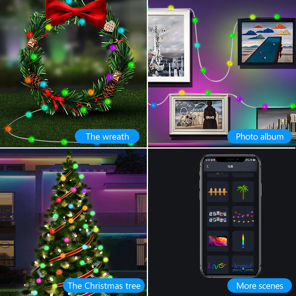 Kleur Veranderende Globe String Light 33ft Smart Fee String Light Met App Control Twinkle Light Voor Outdoor Party Kerst Decor