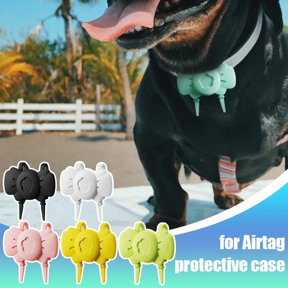 Bow-shape Protective Cover For Air Tag Soft Silicone Anti-scratch Waterproof Anti-lost Tracker Locator For Pet Kids A7k9