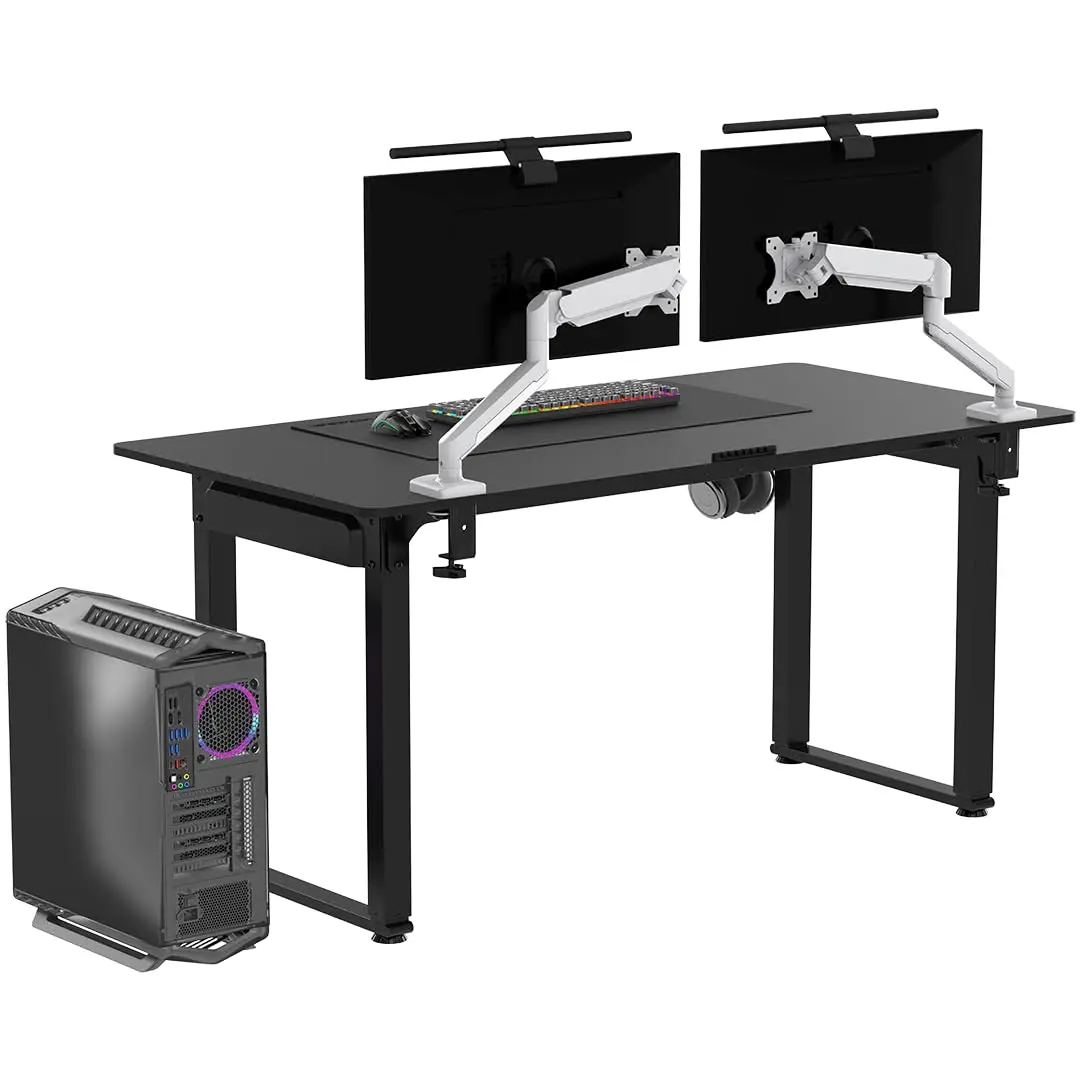 Steel Construction Gaming Desk, 3 Monitor Support & Electric Height Adjustment for Players, Custom
