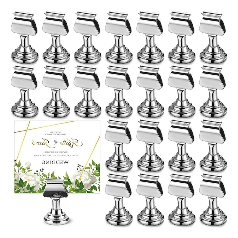 AA94-24 Pcs Wedding Table Number Holders Metal Place Card Holder Place Card Holder For Weddings Restaurants