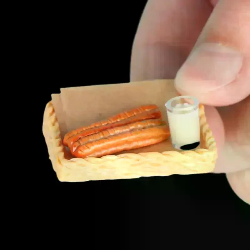 Miniature Kitchen Doll House Accessories 5Pcs Soy Milk & Fried Dough Stick Set Play Toy Model for Dollhouse Ornaments