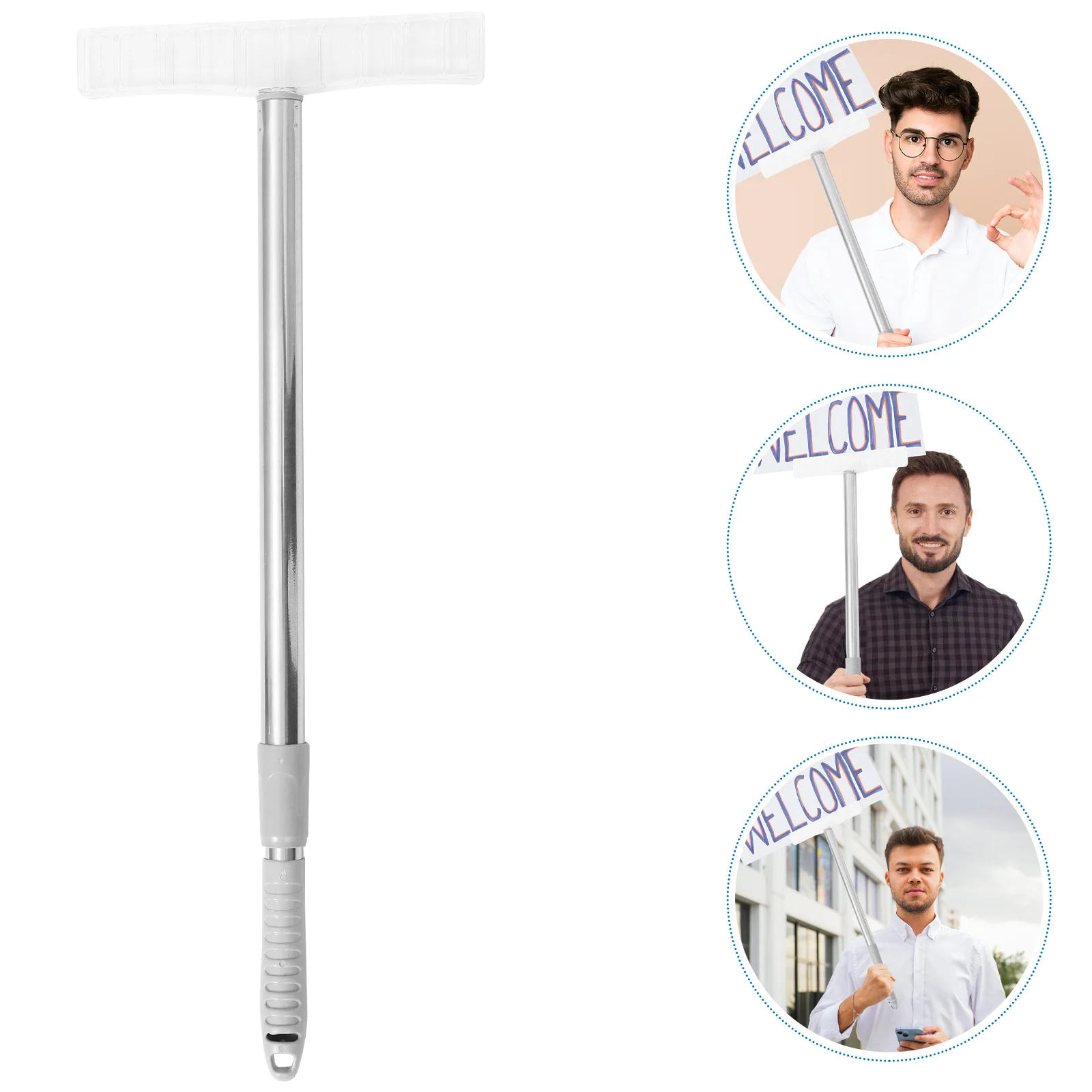 

Sign Stand Rod for Sports Metal Welcome Signs Multi-function Holder Handheld Stick Exhibition Holding Stainless Steel