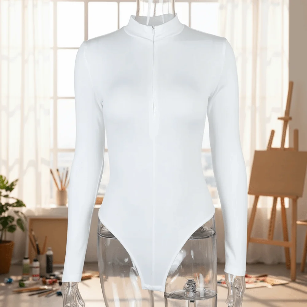 

Fashion Underwear Slim Fit Shapewear Stand Collar Long Sleeve Seamless Bodysuits Bottoming Shirt Zipper Yoga Jumpsuit Summer