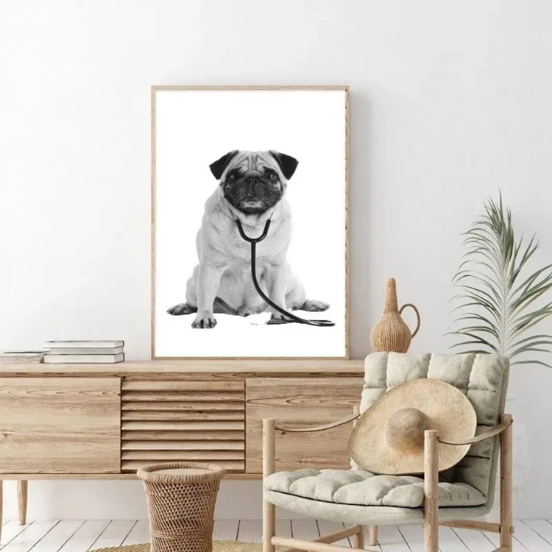 Dogs Cats with Stethoscopes Poster Vet Med Canvas Painting Wall Art Print Picture Veterinary Vet Office Animal Clinic Decor