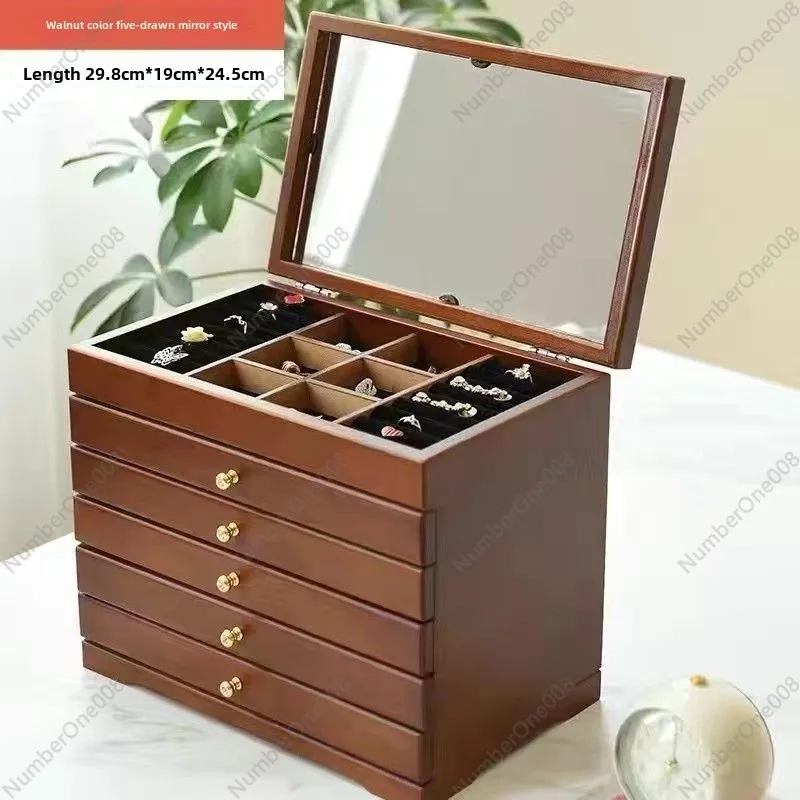 Jewelry Storage Packing Box Wooden Jewelry Box Jewelry Multi-layer Vanity Anti-oxidation Solid Wood