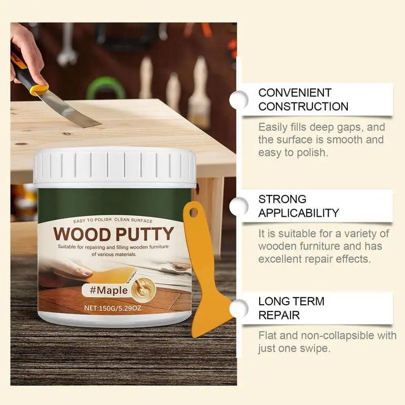 

Wood Filler 150g Stainable Wood Crack Filler Wood Furniture Repair Kit Touch Up Wood Putty Wood Caulking Filler For Repairing