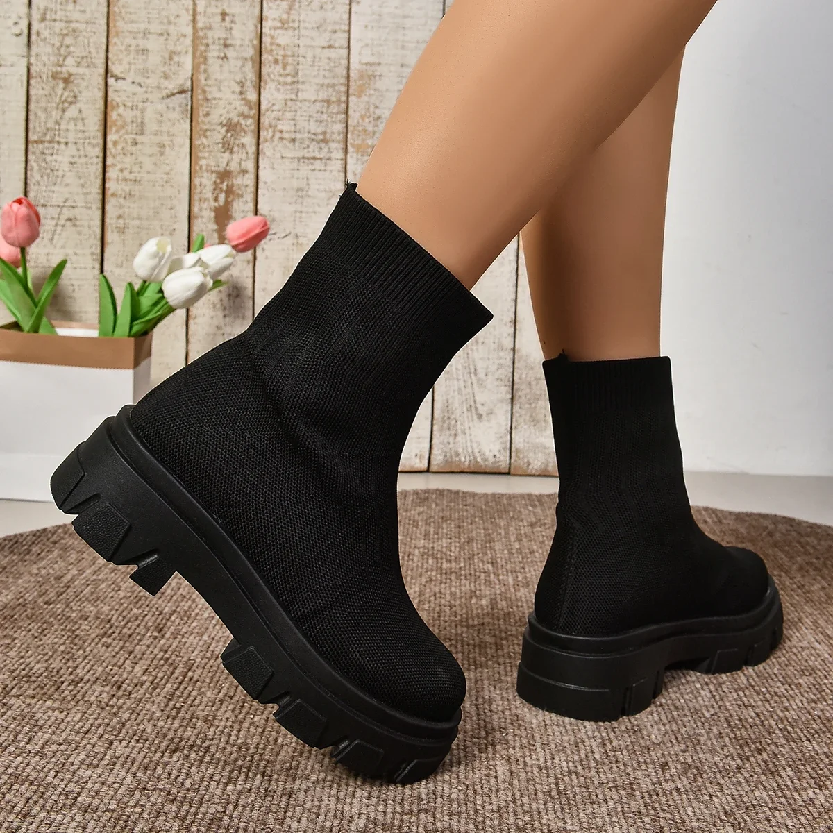 Designer Women Knee High Boots Fashion Black Autumn Winter Ladies Platform Knight Long Booties ankle boots women