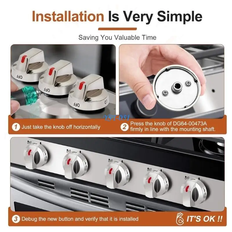 

E15A Double Knob Set for Samsungs Electric Ranges Replacement Needs Daily Use