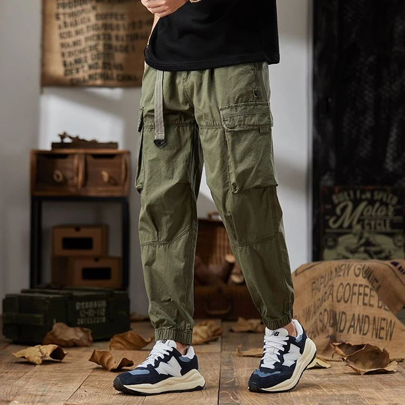 

Men's thin casual pants loose retro military style outdoor wearable breathable multi-pocket cargo pants