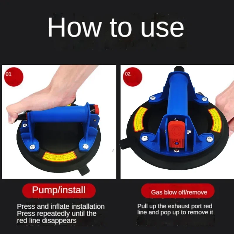 Ventosa a vácuo industrial de 8 polegadas, capacidade de rolamento de 220kg, levantador a vácuo resistente para telha de granito, ferramentas de elevação manual de vidro