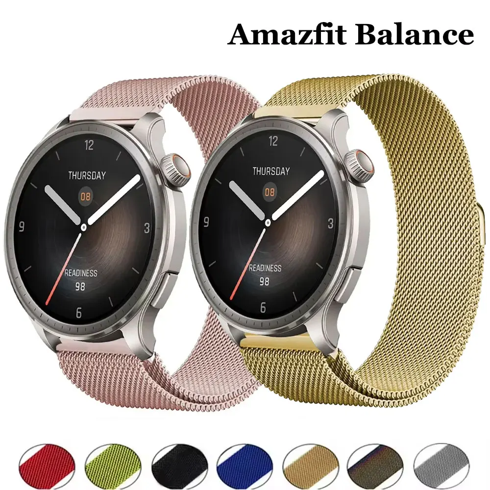 22mm Milanease Loop Strap for For Amazfit Balance Metal Mesh Smartwatch Wristband Bracelet Amazfit Balance 46mm ACCESSORIES