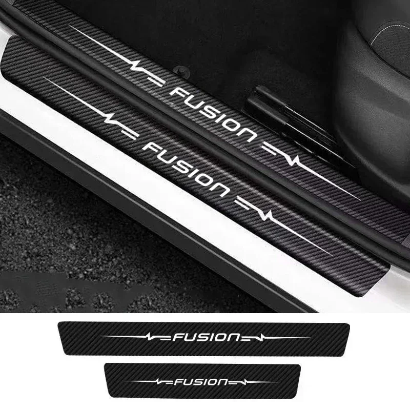 Auto Threshold Strip Tape for Ford Fusion Logo Carbon Fiber Car Door Sill Anti Kick Stickers Scuff Scratch Waterproof Film