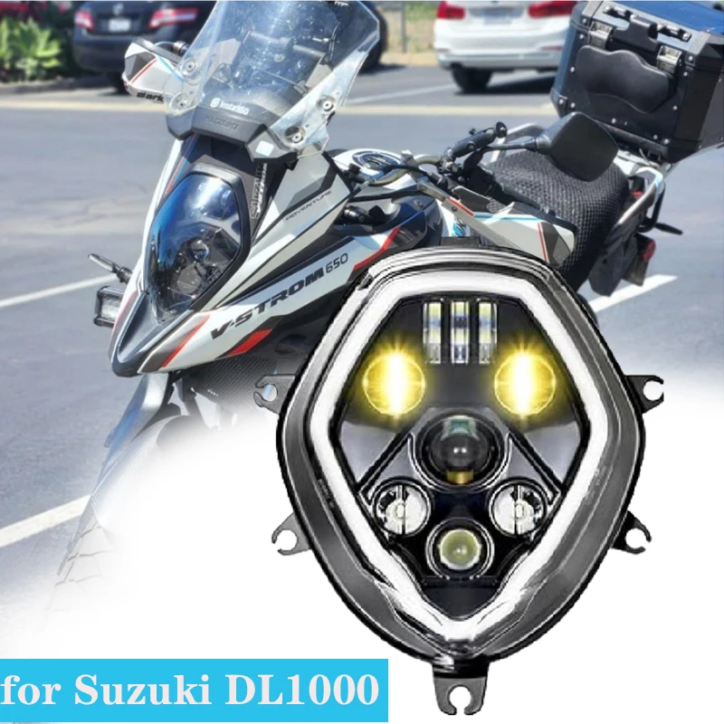 For Suzuki V-STROM 650A V-STROM 1000 DL1000 DL650A Headlight LED DRL With E-MARK E9 Front Motorcycle Lights Headlamp Waterproof