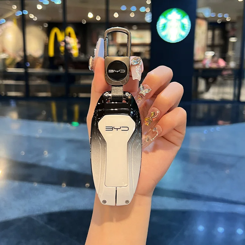 سبائك الزنك جديد حافظة مفاتيح السيارة الجلدية غطاء قذيفة فوب ل BYD أغنية زائد Atto 3 Han EV DM تشين ختم دولفين واقية السيارات المفاتيح #1
