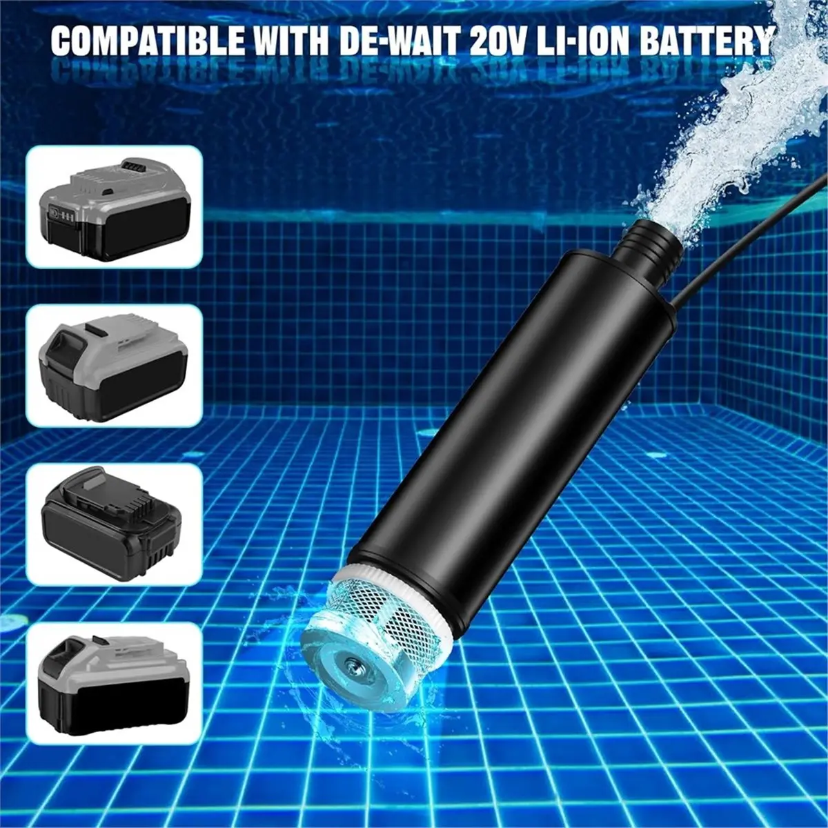 N96RBG Transfer Pump for 20V Battery, 500GPH Portable Water Pump with Sediment Filters, for Pool, Garden, Pond