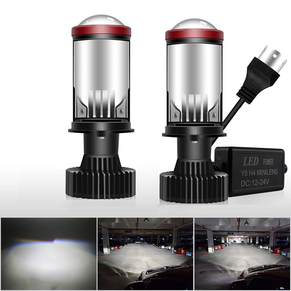 

2pcs H4 LED Projector Mini Lens Auto H4 LED Headlight Bulbs Kit Conversion High Beam Low Beam 80W Turbo Fan Car Light Lamp