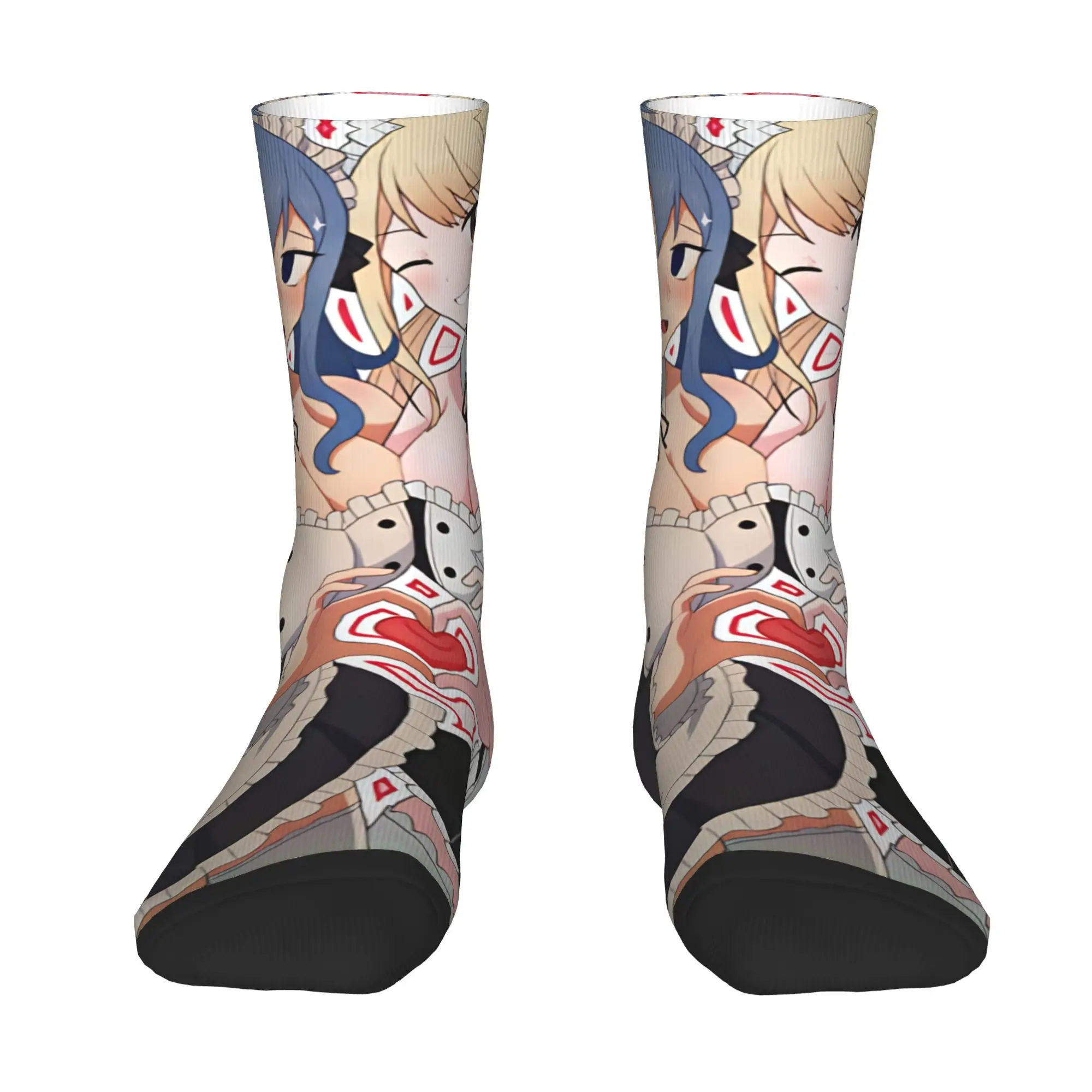 Juvia Lockser L-Lucy Heartfilia F-Fairy T-Tail Mens Crew Socks Unisex Kawaii Spring Summer Autumn Winter Dress Socks