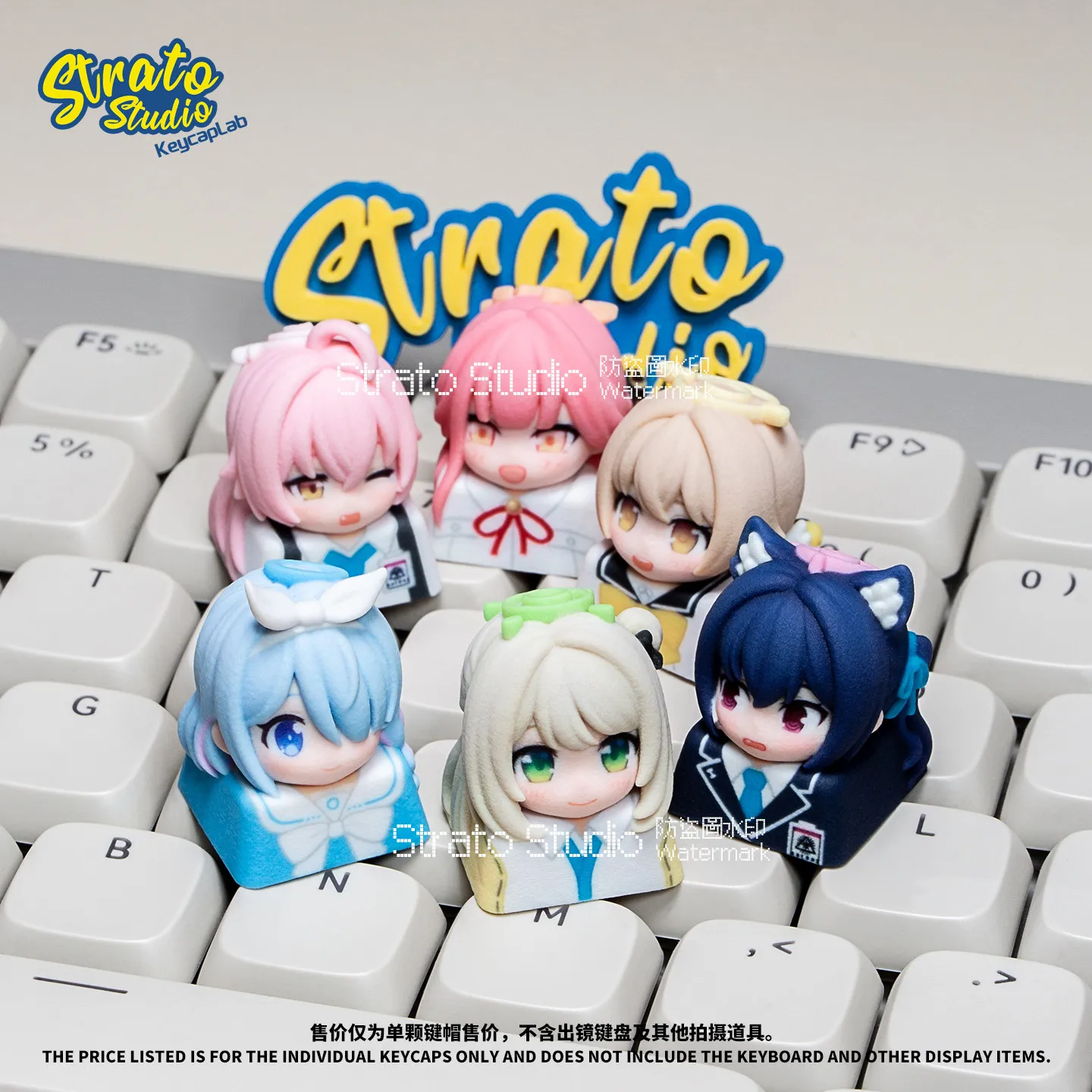 

New Blue Archive Cartoon Anime Character Resin Keycaps Individual Replaceable For Mechanical Keyboard Otaku Periphery