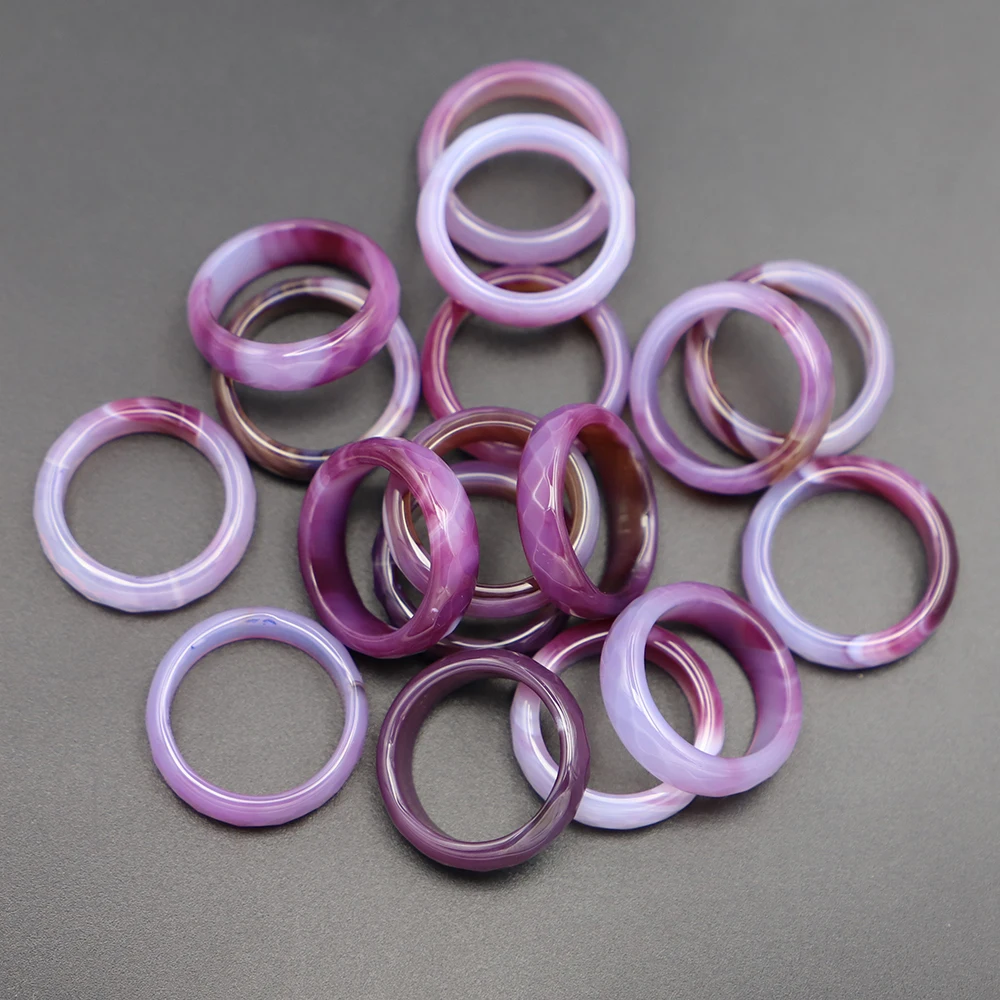 Natural Agate Round Ring Premium Fashion Couple's Style Unisex Personality Pointing Gift DIY Simple Jade Accessories Jewelry 20P