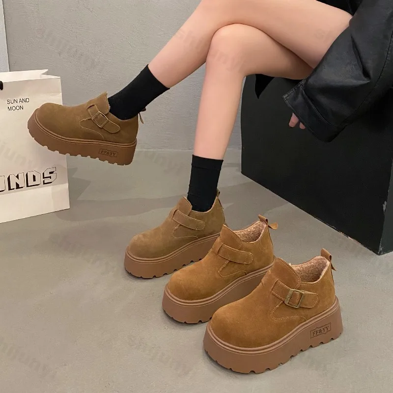 

Women's Cotton Shoes Winter 2026 New Fashion Platform Casual Shoes Women's Warm Plush Retro Outdoor Non-slip Fur Short Boots