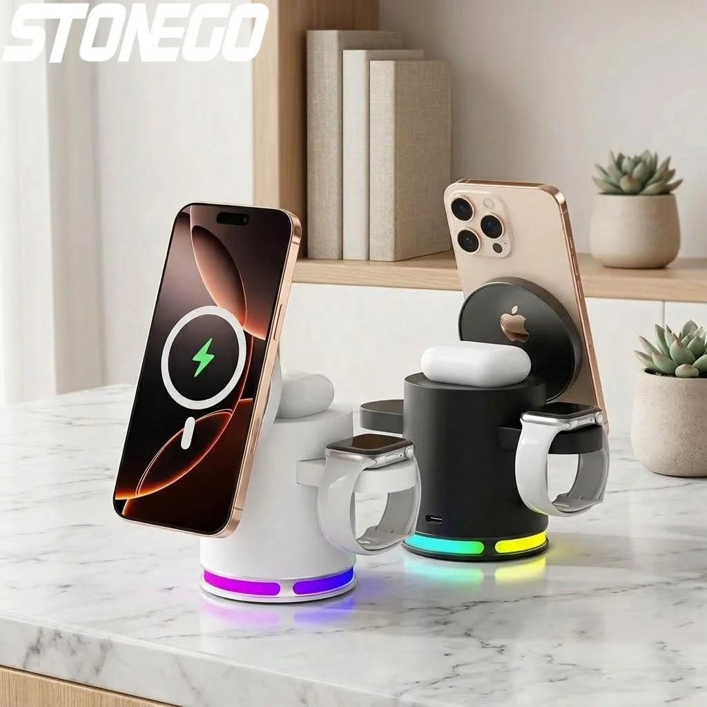 

3 in 1 Magnetic Wireless Charger for iPhone 12 13 14 15 16 Apple Watch AirPods Samsung Fast Wireless Charging Station