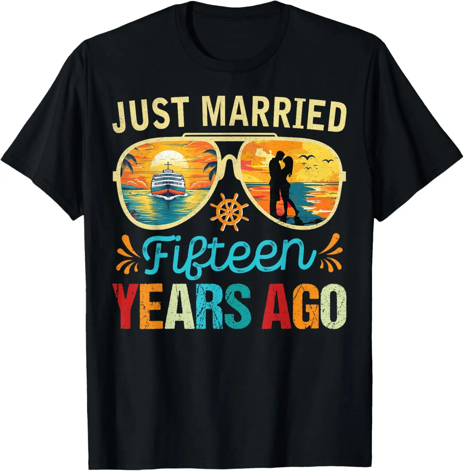 Just Married 15 Years Ago Couples 15th Anniversary Cruise T-Shirt