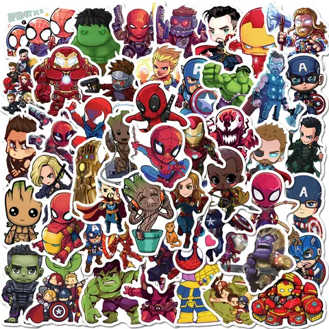 10/50/100/200pcs Marvel The Avengers Superhero Stickers Anime Decals Laptop Motorcycle Phone Car Decoration Waterproof Sticker