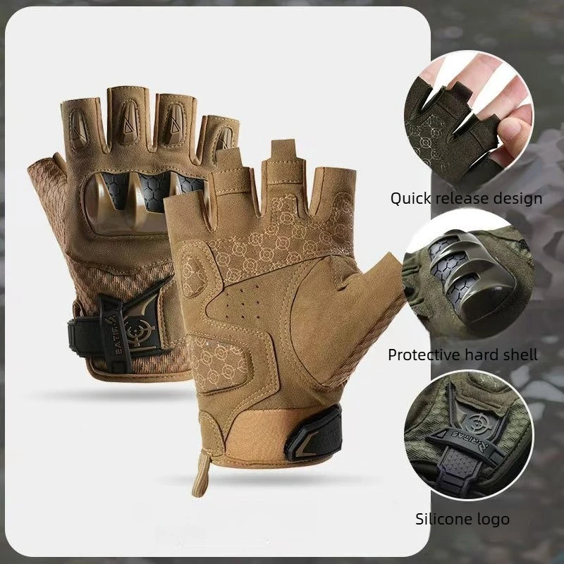 

Тактические перчатки без пальцев для мужчин и женщин, для активного отдыха, езды на велосипеде и мотоцикле, противоскользящие, защитные, для спортивных тренировок