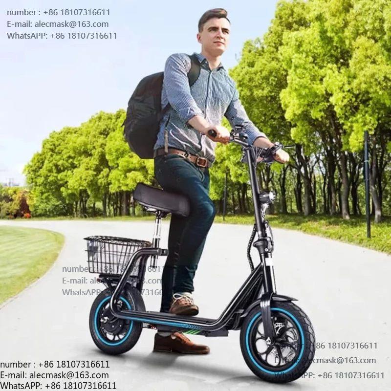 

High-speed high-power 500W 48V10Ah 14-inch digital adult seated electric scooter double-wheel bag bracket adult scooter