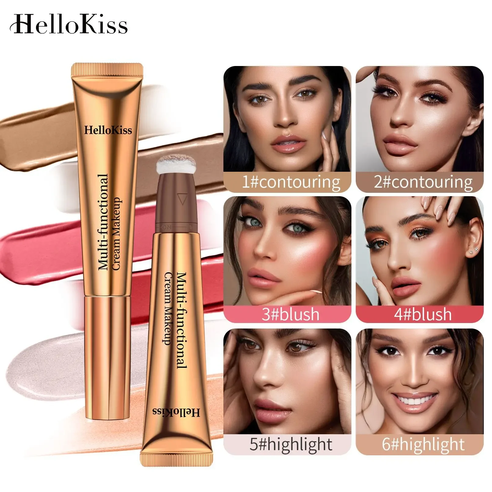 

10 Color Multi-functional Contour Stick Natural Glitter Liquid Blush Sexy Highlight Waterproof Lasting Swivel Brush Head 15ml