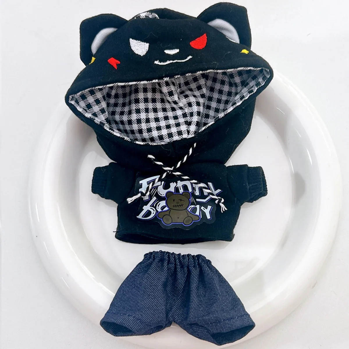 Cute Mini Plush Doll'S Clothes for Labubu Idol Dolls DIY Accessories Gifts Bear Hoodie Set
