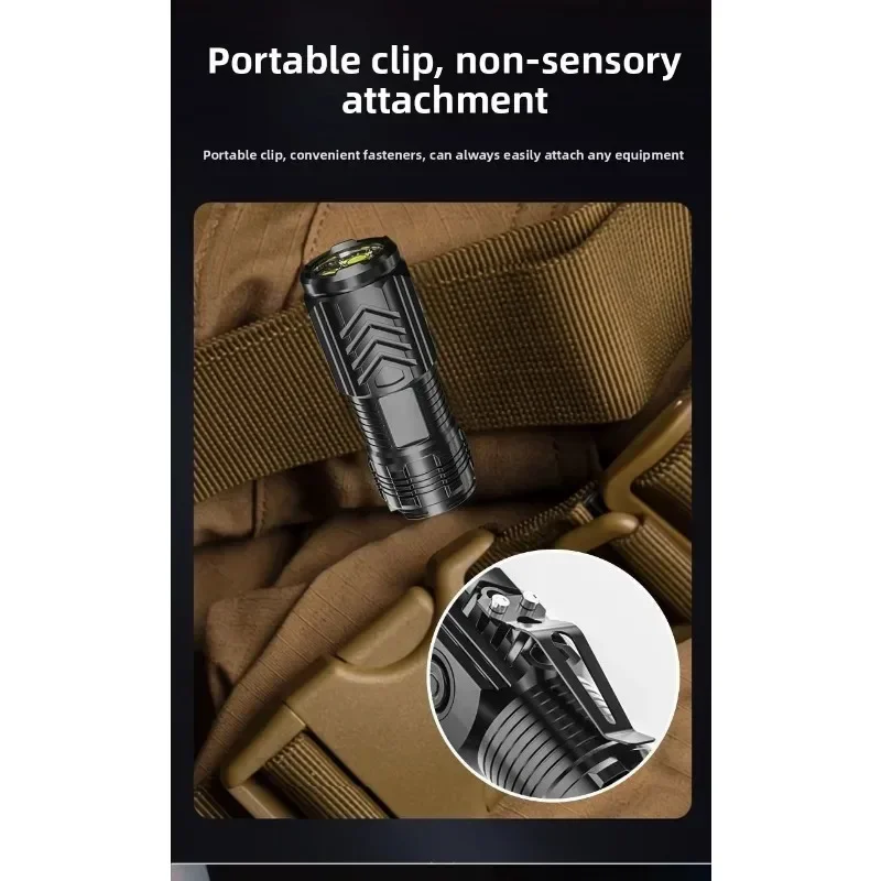 Portable Mini LED Flashlight Powerful 3*Wick Small Pocket Torch USB Rechargeable Strong Light Lantern Super Bright Cap Clip Lamp