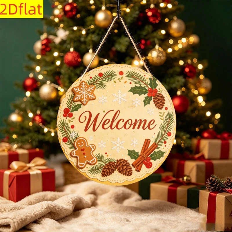 2D Flat, 2D Flat Wooden Round Hanging Sign, 1pc Per Pack. Ideal for Halloween, Christmas, Thanksgiving, and Autumn Harvest Seaso
