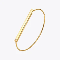 Enfashion Personalized Custom Engrave Name Flat Bar Cuff Bracelet Gold color Bangle Bracelet For Women Bracelets Bangles