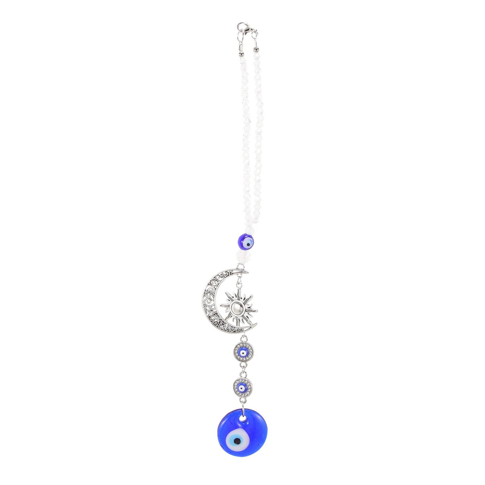 

Evil Eye Car Hanging Ornament Blue Alloy Crystal Review Mirror Decor Rear View Accessories Charm Pendant Car Interior