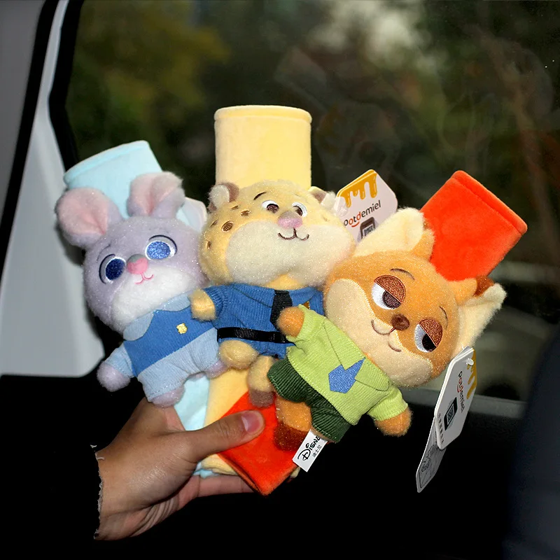 

Zootopia Nick Judy Car Safety Belt Shoulder Cover Car Interior Decoration Creative Cute Plush Doll Pendant Soft Comfortable Gift