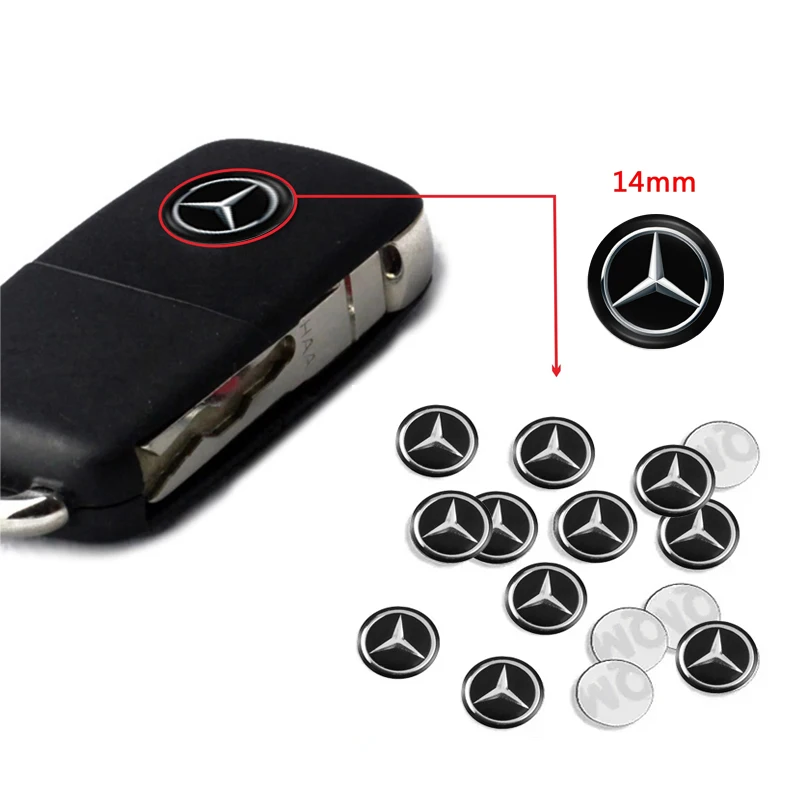 14MM Car Decorative Accessories Auto Key Decals Stickers For Mercedes Benz AMG W203 W206 W220 W205 W211 W177 W204 W213 W214 W168