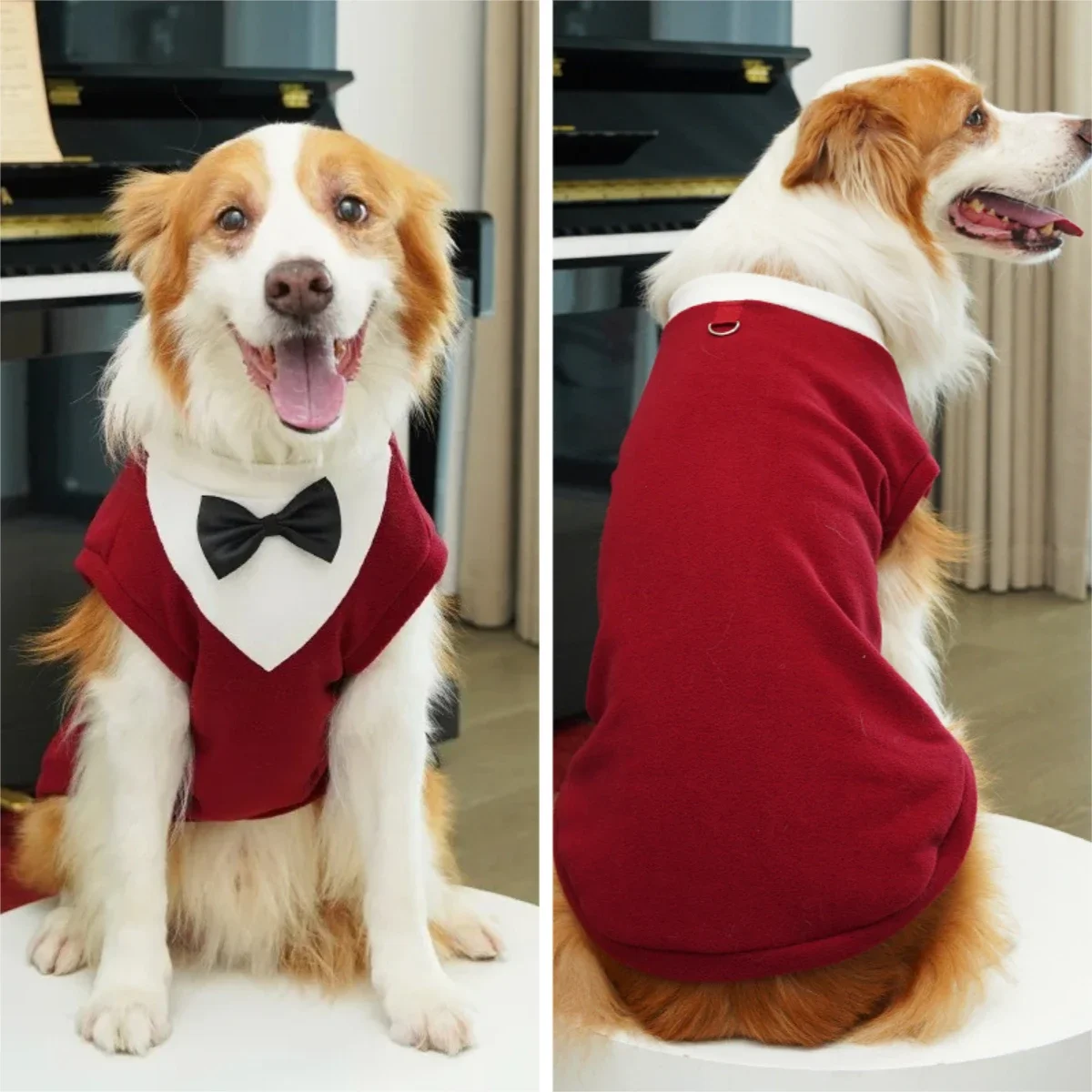 XS-8XLChristmas Formal Dog Suit Blazer Vest for Large Golden Retriever Cat, Winter Pet Sweater for Wedding Tuxedo Dress Clothes