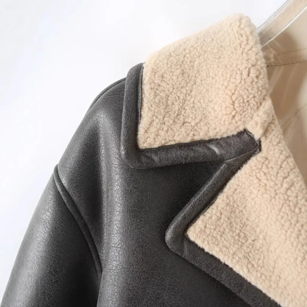 

Women's Retro Long Sleeve Jacket Double-Sided Pocket Decor Winter Casual Outerwear Loose Fit Fashionable