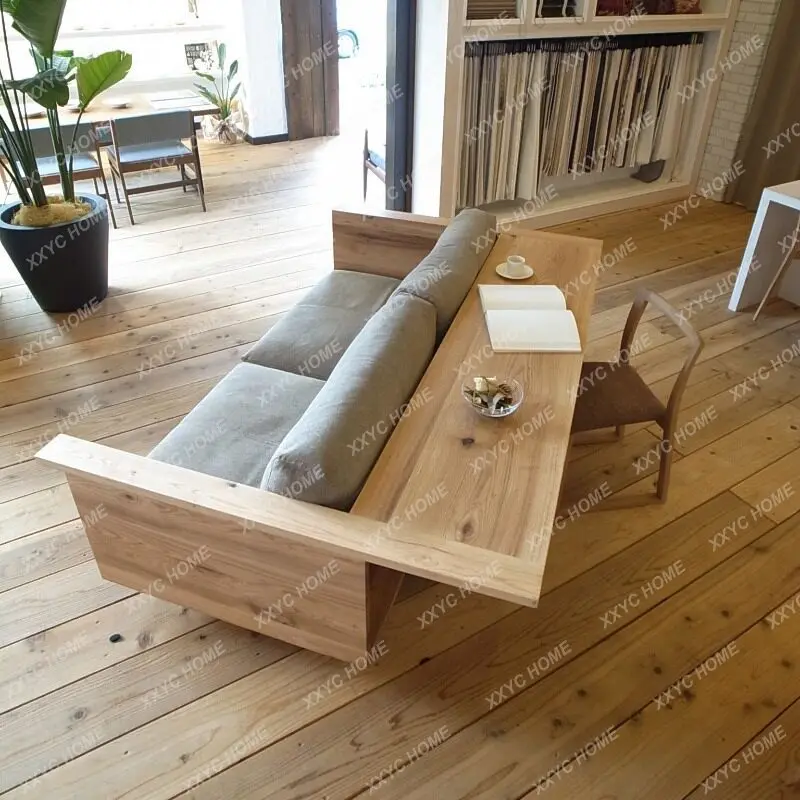 Multifunctional solid wood sofa table, living room, small apartment, horizontal hall, solid wood bookshelf, office desk