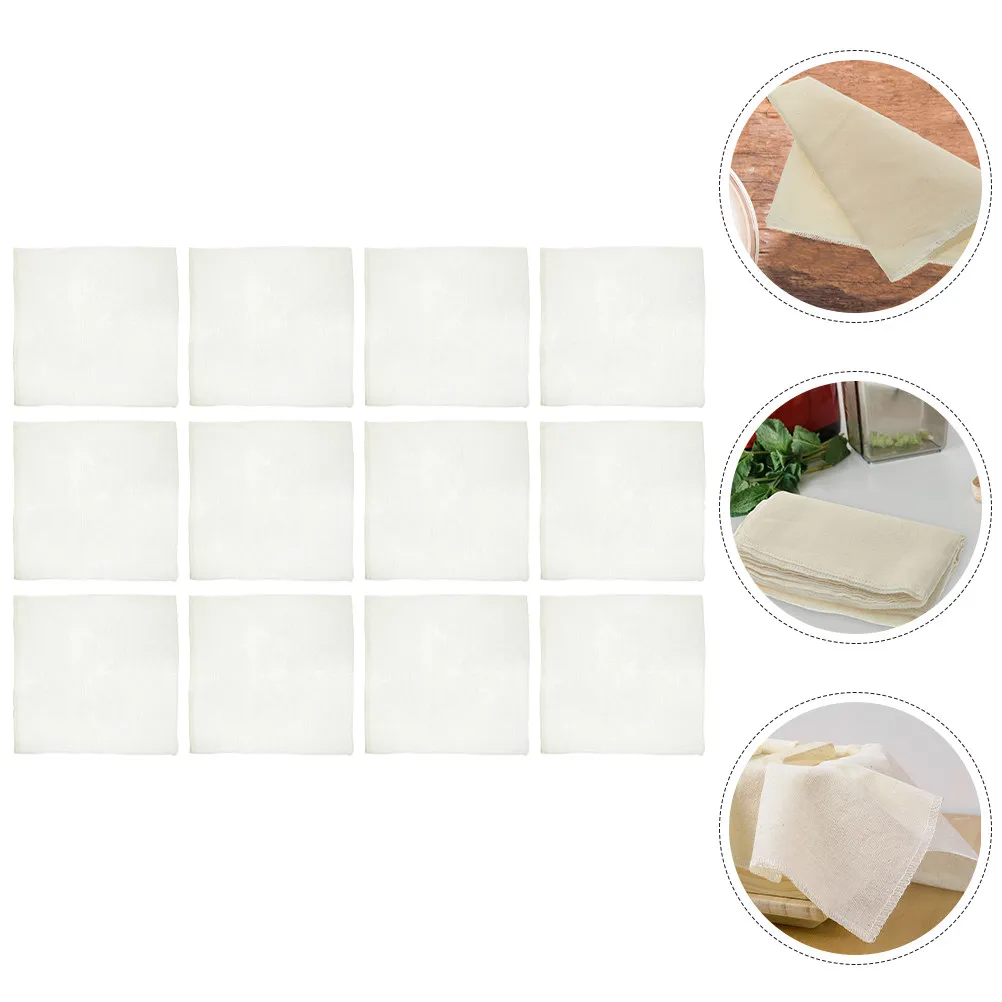 12Pcs Fine Cotton Fabric Straining Cloth Reusable Cheesecloth for Tofu Making Soybean Milk Filtration Steamer Use Kitchen