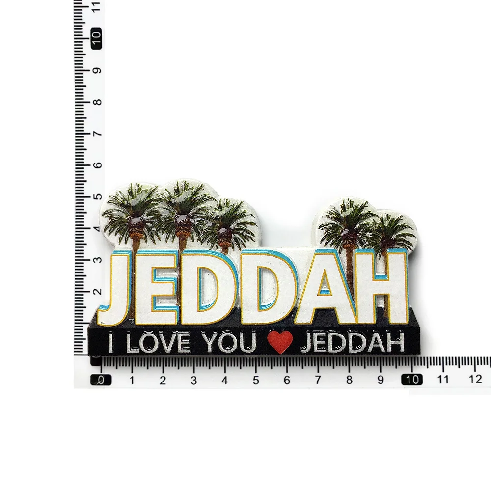 ‌ Jeddah Love 3D الراتنج مغناطيس الثلاجة - تصميم شجرة النخيل تذكارية لتزيين المنزل ‌