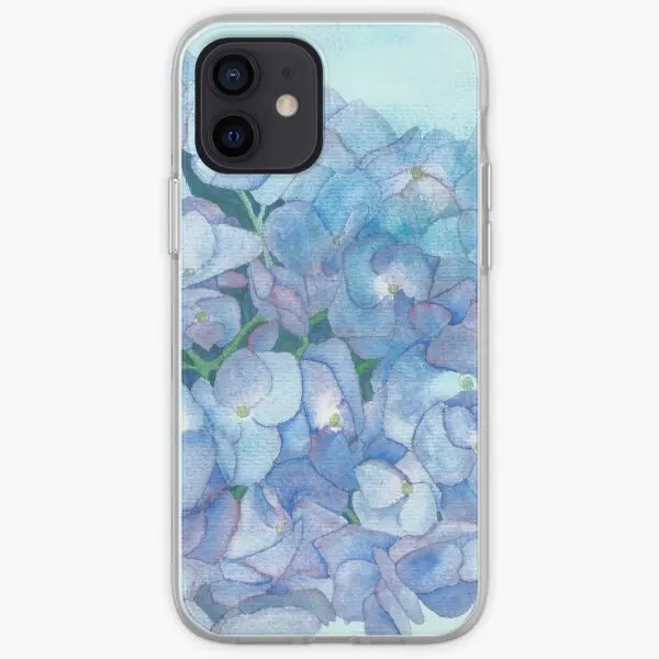 Blue Hydrangea Floral Watercolor Painti  Phone Case Customizable for iPhone 6 6S 7 8 Plus 11 12 13 14 Pro Max Mini X XS XR Max