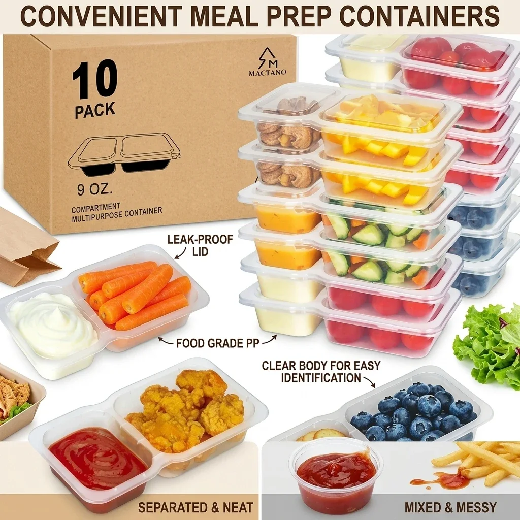 Restaurant Owners Sauce Cups Divided Condiment Containers Portable Leakproof PP Plastic for Takeout Picnic Food Storage